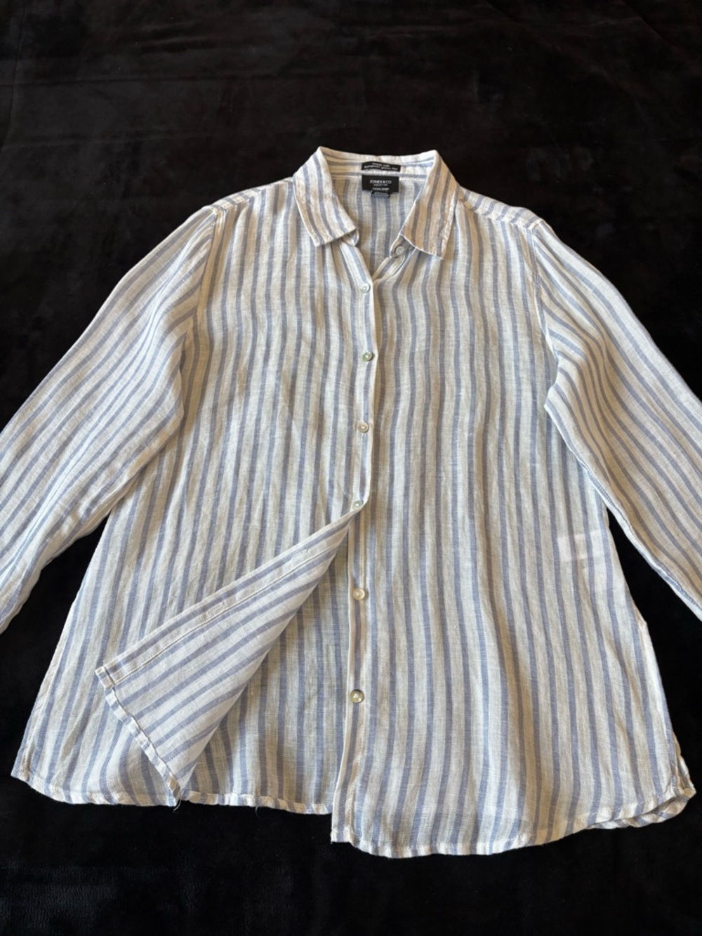 Jones & Co Stripe Linen Shirt/Top. Sz M